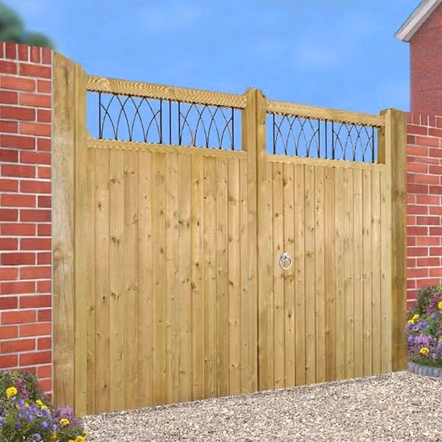 Burbage Iron Craft Windsor Tall Double Driveway Gate in Brown, W: 330 cm, H: 180 cm