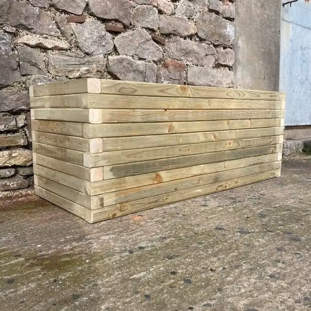 Buttercup Farm Norfolk Wood Planter in Brown, W: 30 cm, D: 60 cm, H: 30 cm