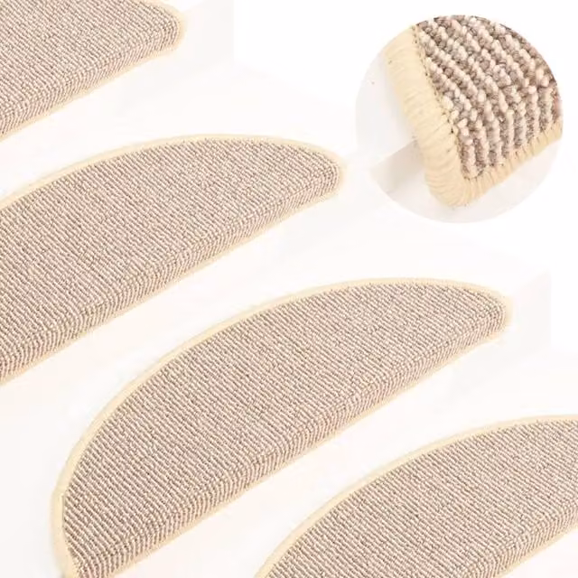Berkfield Home Self-Adhesive Carpet Stair Treads, 15 Pieces, White and Brown, W: 65 cm, D: 21 cm, H: 4 cm
