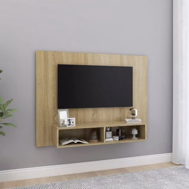 Berkfield Home Wall Mounted TV Cabinet in Sonoma Oak Brown, W/D/H: 120 x 23.5 x 90 cm