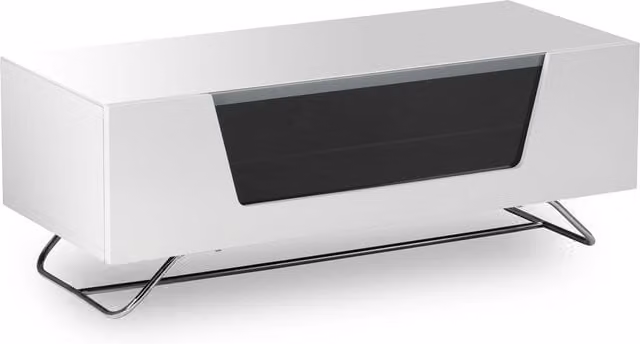 Alphason Chromium 2 TV Cabinet 1000 in White with Glass and Metal Details