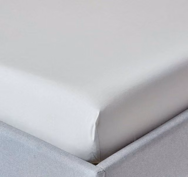Homescapes 200 Thread Count Egyptian Cotton Percale Fitted Sheet, Silver, 200 x 200 cm