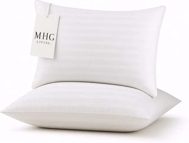 MHG Living Ultra Soft Striped Microfibre Pillow, White, Medium Support