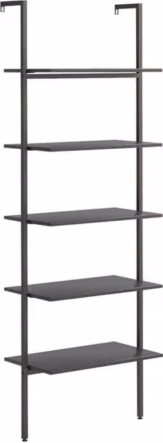 Berkfield Home 5-Tier Black Metal Leaning Ladder Shelf, W: 64 cm, D: 35 cm, H: 185 cm
