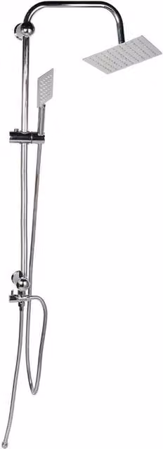 PAWNORA Large Twin Head Waterfall Shower Kit with Diverter in Silver and Chrome