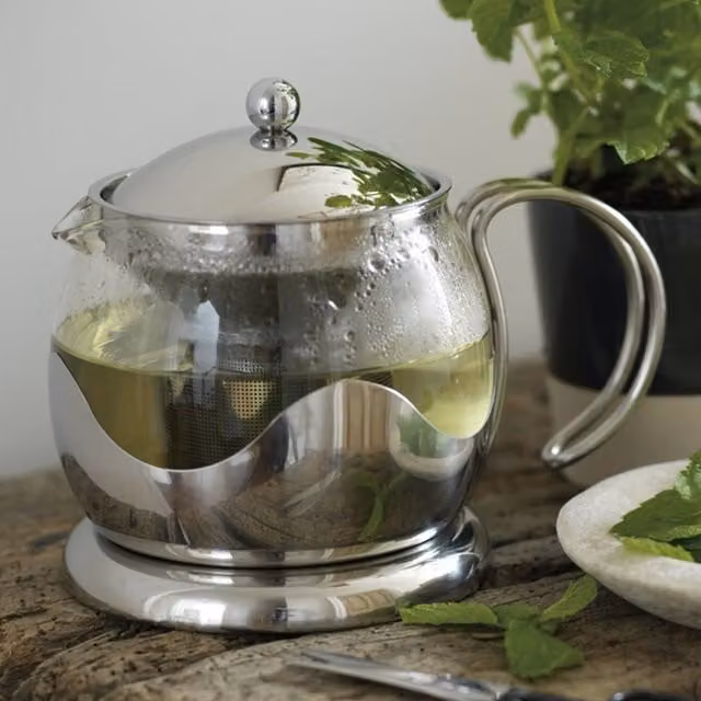 La Cafetiere Izmir Glass Teapot with Stainless Steel Infuser in Silver and Transparent
