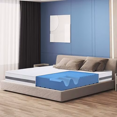 The White Stone Antibacterial Waterfoam Mattress with Viscoelastic Foam, White and Grey, W/D/H: 100 x 185 x 20 cm