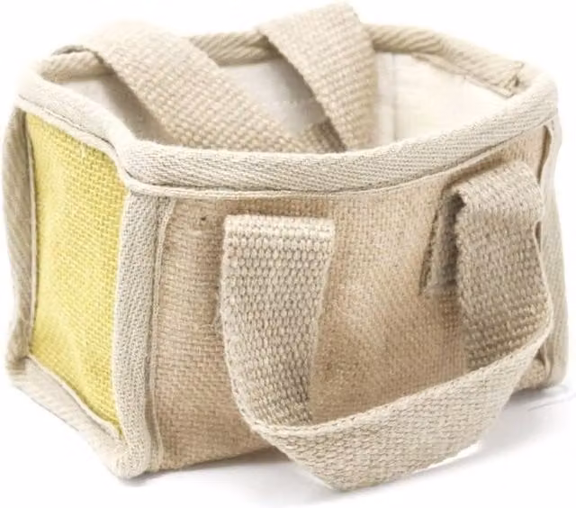 KDMD Jute and Cotton Mini Shopping Basket in Green, W: 16 cm, D: 10 cm, H: 12 cm