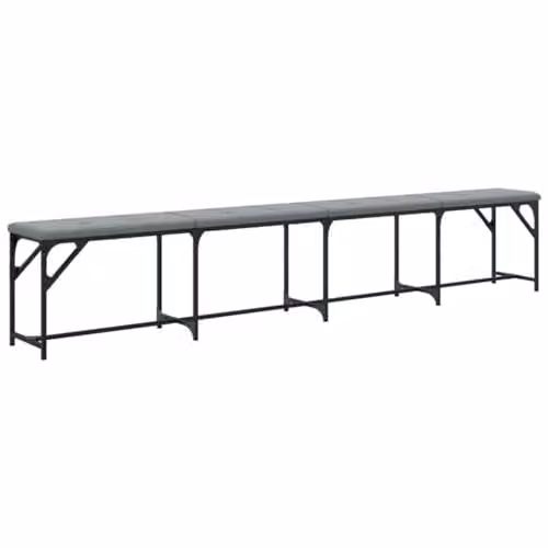 vidaXL Modern Dining Bench in Grey Fabric and Metal, W: 248 cm, D: 32 cm, H: 45 cm