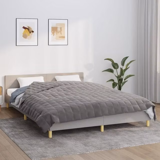 Berkfield Home Grey Weighted Blanket for Adults, W: 200 cm, D: 225 cm, 13 kg