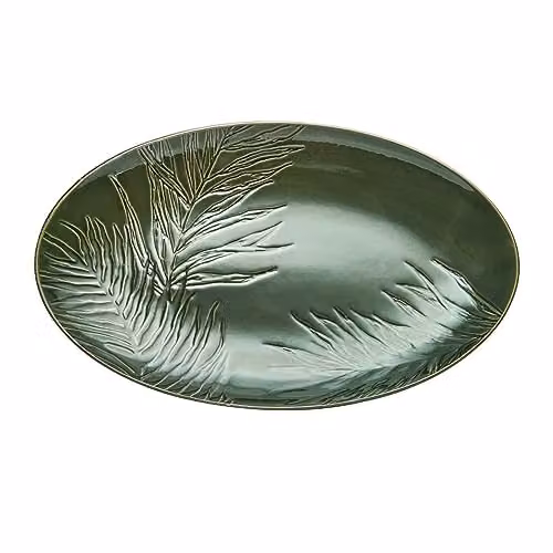 Mikasa Jardin Green Stoneware Oval Serving Platter