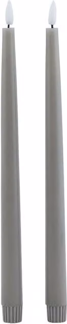 Love Lace Grey LED Wax Taper Dinner Candles, Set of 2