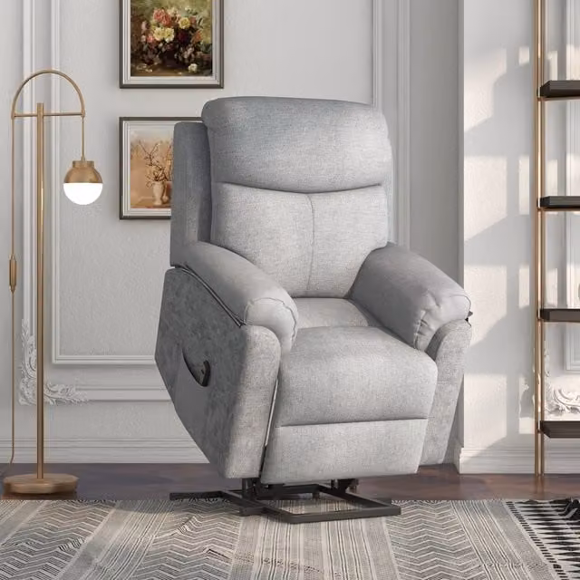 HOMCOM Grey Fabric Electric Power Lift Massage Chair with Armrests