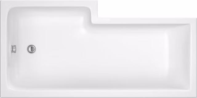 Balterley Modern Asymmetric Right Hand L Shape Shower Bath Tub with Leg Set, White, W/D/H: 170 x 85.5 x 40 cm