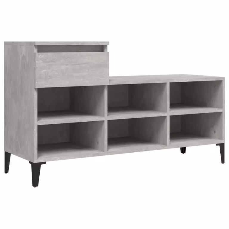 Berkfield Home Modern Shoe Cabinet in Concrete Grey with Integrated Seat, W/D/H: 102 x 36 x 60 cm