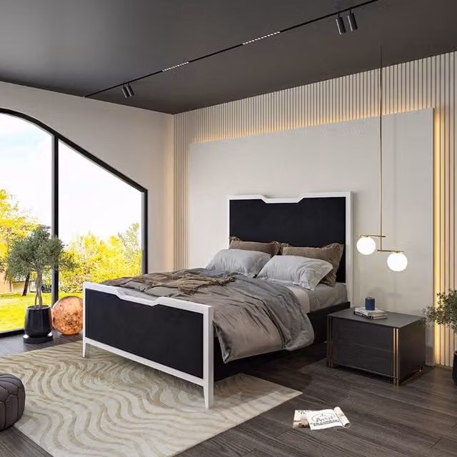 Casani Bordeaux Metal Bed Frame in Petrol Blue Bouclé Fabric, Small Double, W/D/H: 120 x 200 cm