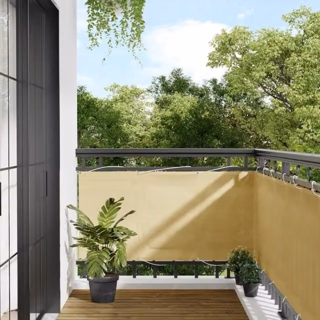 Berkfield Home Balcony Screen in Sand and Yellow, 100% Polyester Oxford, W: 75 cm, H: 500 cm