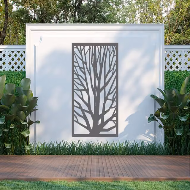 Laser Hut Sniline Rectangular Metal Wall Art in Anthracite Grey and Black