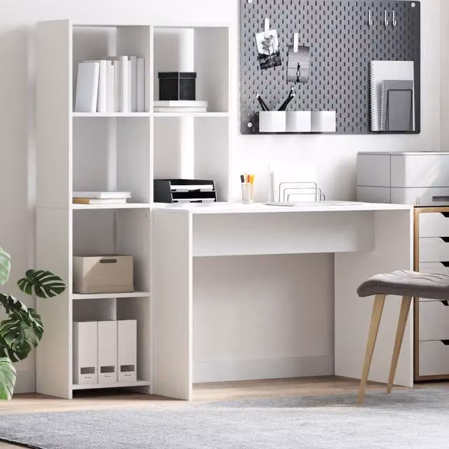 Berkfield Home Modern White Engineered Wood Storage Shelf with Side Panel
