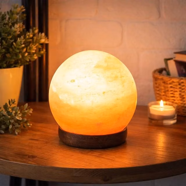 Dragodirect Himalayan Rock Salt Lamp Sphere in Orange Natural Crystal Night Light