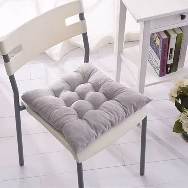 FLAVORA Grey 4-piece Set of Square Chair Seat Cushions in Breathable Polyester