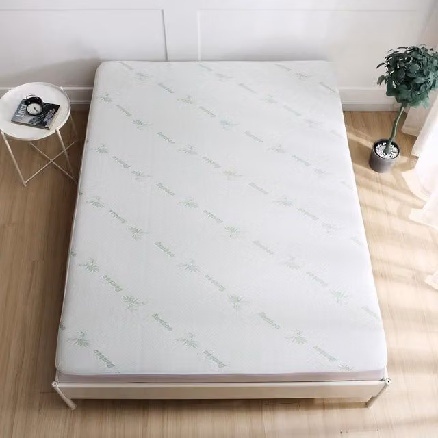 HomeSpace Direct White Bamboo Mattress Protector, Waterproof, Breathable and Antibacterial, W x D: 200 x 200 cm