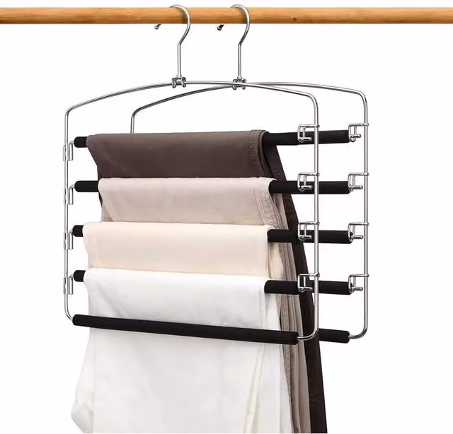 KORVIXA 2-Pack Non-Slip Stainless Steel Trouser Hangers in Silver