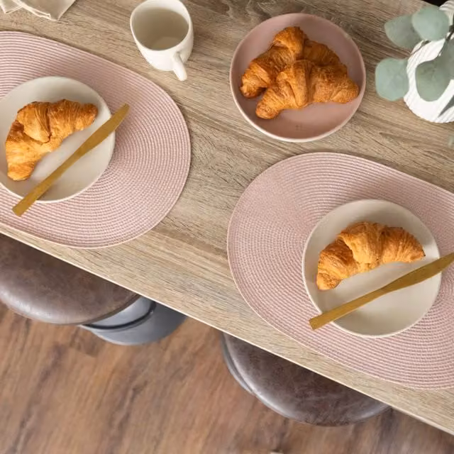 D-C-Fix Wipe Clean Woven Oval Placemats in Blush Pink, 6 Pack