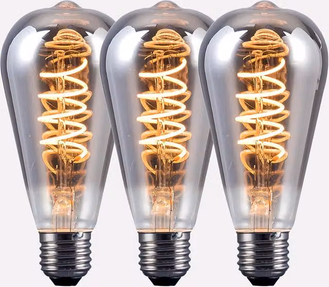 Harper Living ST64 E27 LED Bulb, 4W, Smoked Warm White, Dimmable, Pack of 3, Mid Grey