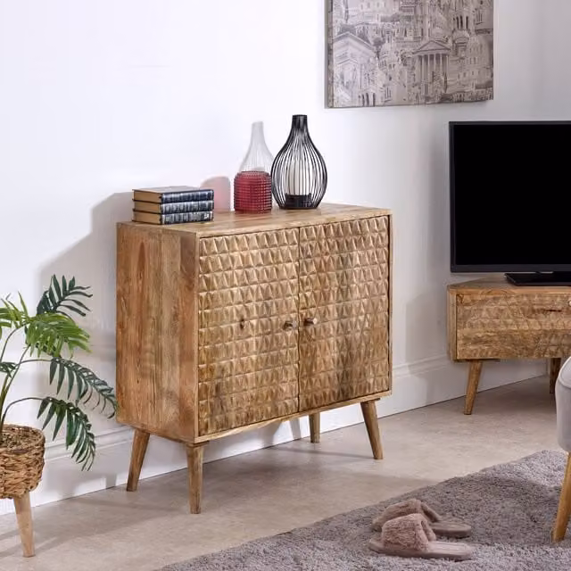 IH Design Marlow Mid-Century Mango Wood 2 Door Sideboard in Brown