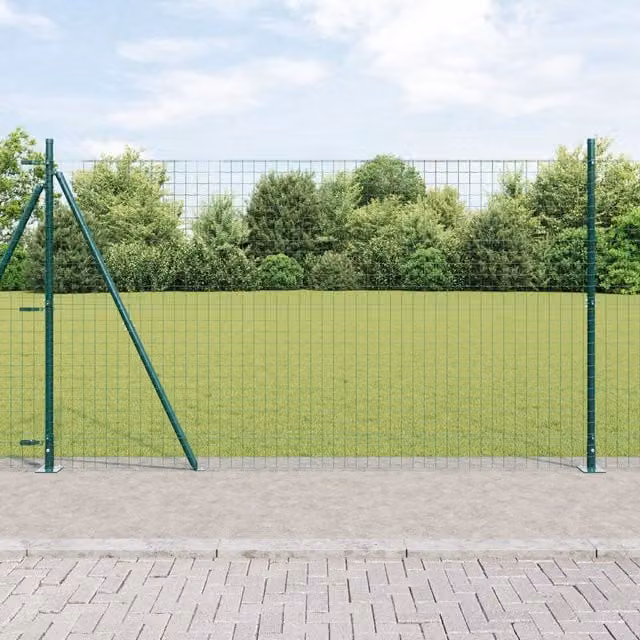 Berkfield Home Green Metal Round Fence Post Kit, Set of 26, W/D/H: 3.2 x 3.2 x 83.5 cm