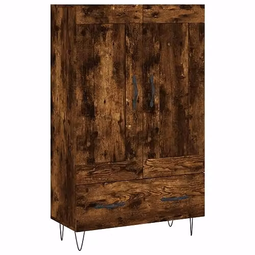 vidaXL Highboard in Smoked Oak, Brown Engineered Wood, W/D/H: 69.5 x 31 x 115 cm