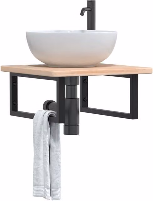 Berkfield Home Wall Mounted Basin Shelf in Brown Oak and Steel