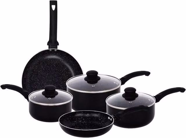 Havendro 8-Piece Non-Stick Marble Cookware Set in Black