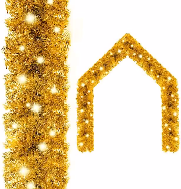 Berkfield Home Christmas Garland with LED Lights in Gold/Brass