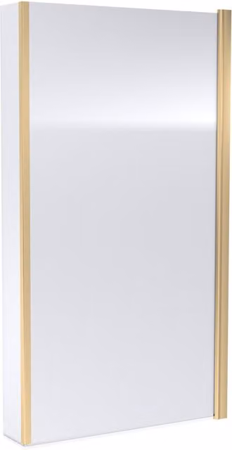 Balterley Hinged Corner Bath Screen with Fixed Return, 6mm Toughened Safety Glass, Brushed Brass, W: 143 cm, D: 78 cm