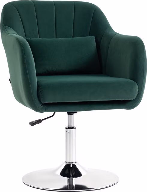 HOMCOM Retro Velvet Swivel Tub Chair with Metal Frame in Dark Green