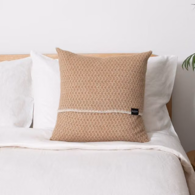 Native Natural Hoop Beige Wool Square Cushion Cover W/D/H: 45 x 45 x 1 cm