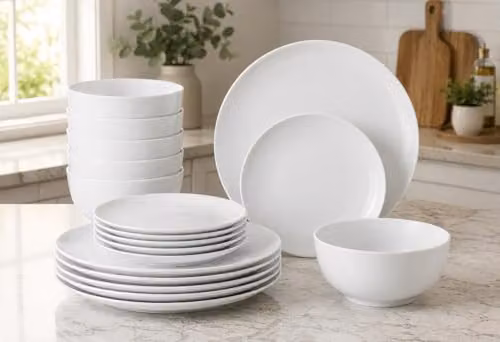 Waterside 18pc Vermont White Porcelain Dinner Set