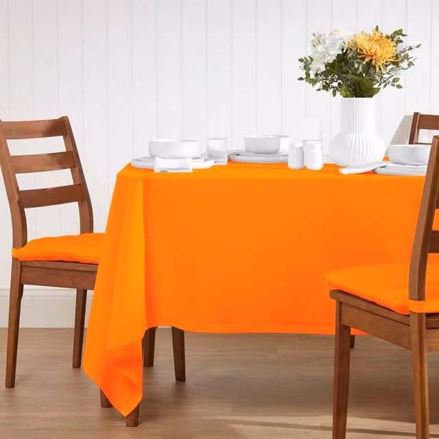 Homescapes Plain Orange Cotton Rectangular Tablecloth W/D/H: 70.0 x 177.8 x 177.8 cm