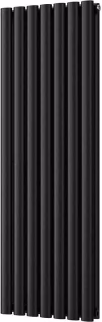 UK Radiators Omeara Black Elliptical Tube Vertical Designer Radiator, W: 40.6 cm, H: 120 cm