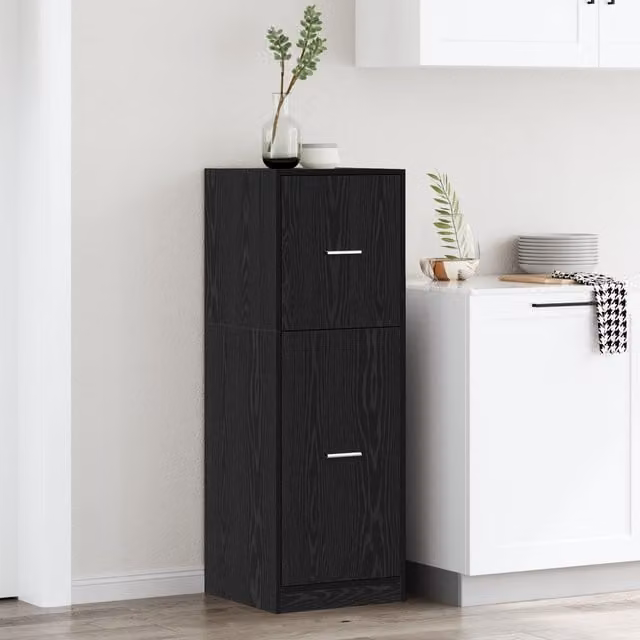 Berkfield Home Apothecary Cabinet in Black Oak, W/D/H: 40 x 41 x 118 cm