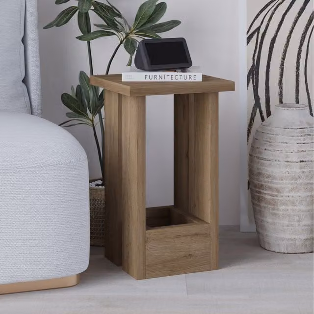 Decortie Tasos Modern Minimalist Side Table in Brown, W/D/H: 30 x 30 x 50.5 cm