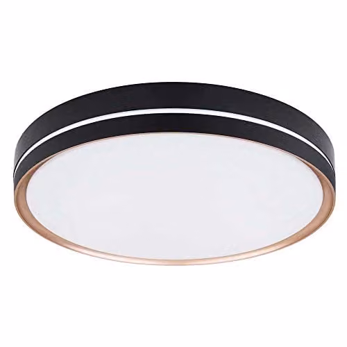 Netlighting Manni LED Semi Ceiling Light in Black, Dimmable with Remote Control, Diameter: 48.5 cm
