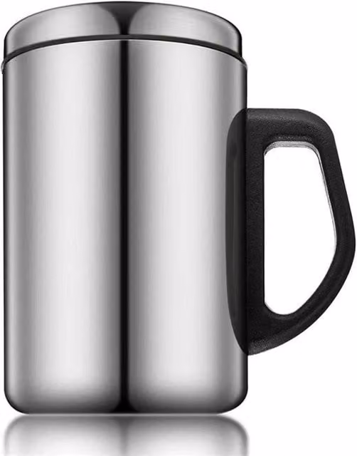 SPETLEK Silver Stainless Steel Thermal Tea Cup with Lid, 350ml