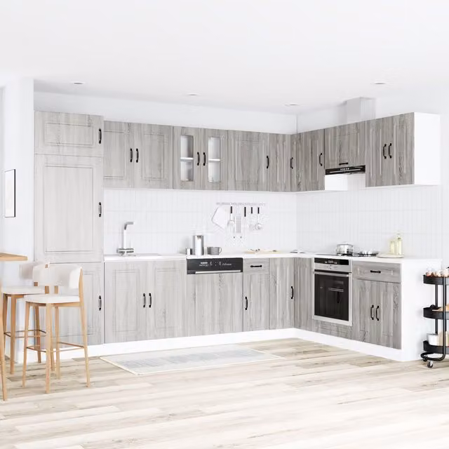 Berkfield Home Kalmar Kitchen Sink Cabinet in Grey Sonoma Engineered Wood, W/D/H: 81.5 x 46 x 80 cm
