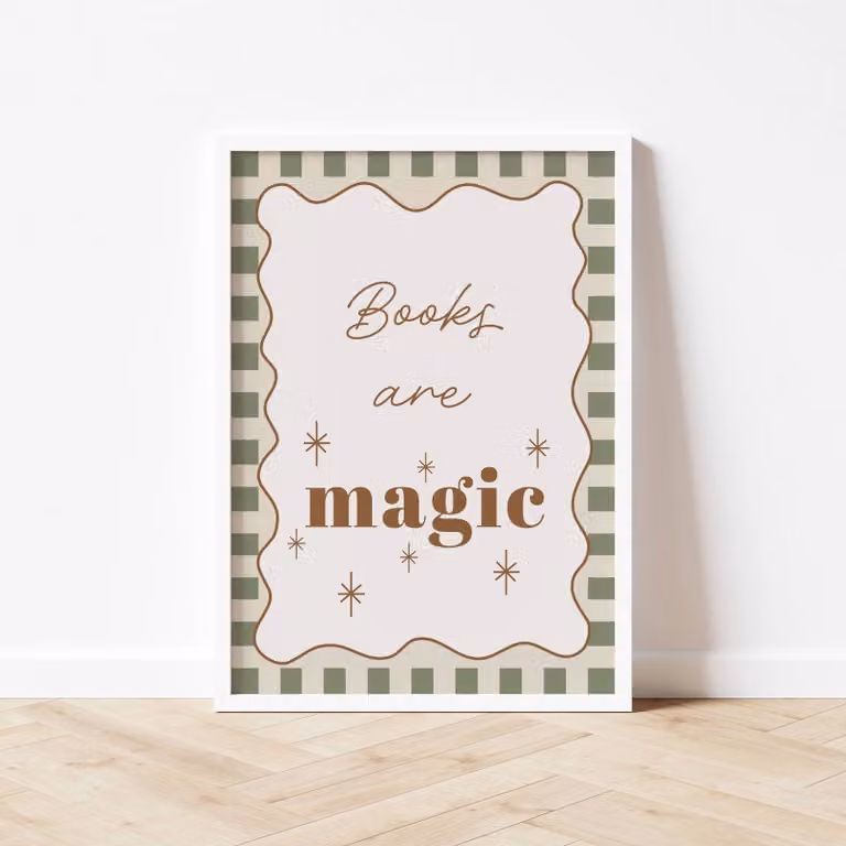 Autumns Corner Books Are Magic Checkerboard Paper Poster, Pink, A2
