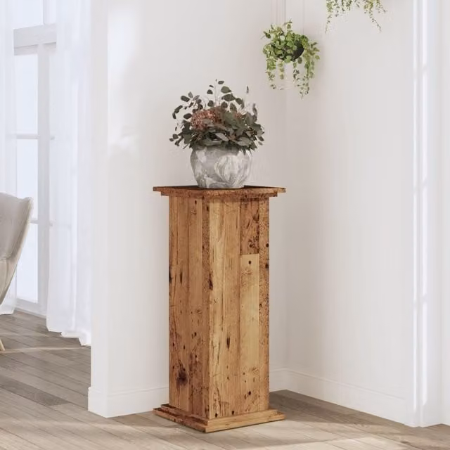 Berkfield Home Modern Plant Stand in Brown Engineered Wood, W/D/H: 33 x 33 x 80 cm