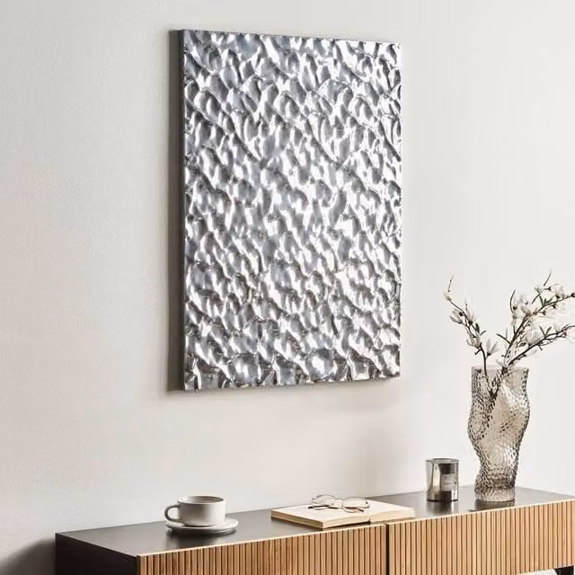 Wyld and Coco Gold and Silver Abstract Geometric Metal Wall Decor, Rectangular