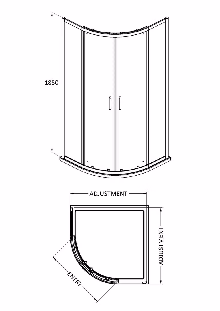 Balterley Ruwa Quadrant Shower Bundle in Black with White Tray and Glass Door